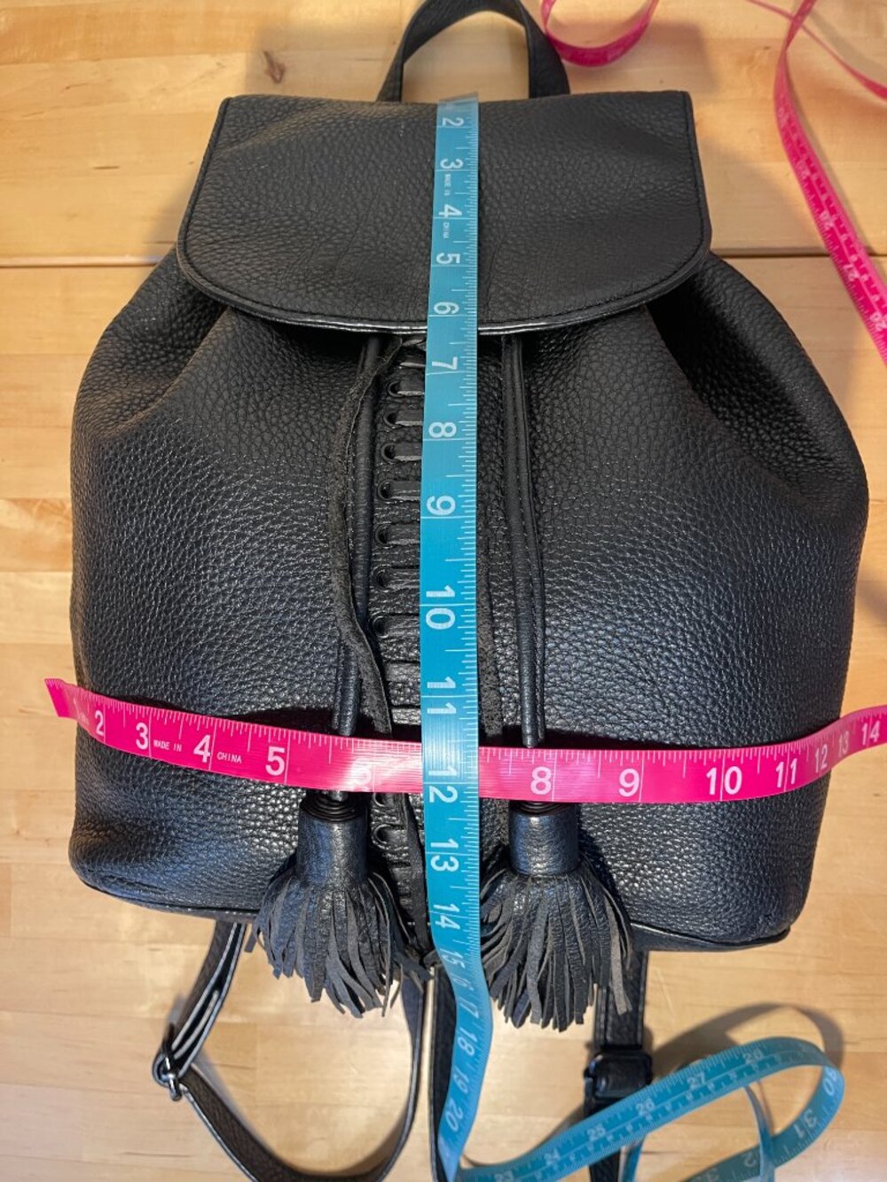 Rebecca Minkoff Moto Black Leather Backpack  Butter Soft Leather Tassel Detail - Picture 11 of 12